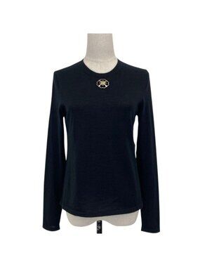 Chanel Clover CC Logo Cashmere Knit Sweater Black